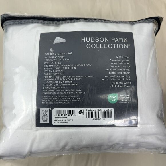 Hudson Park Collection 4PC Cal King Supima Egyptian Cotton 800TC Sheet Set - Picture 2 of 14